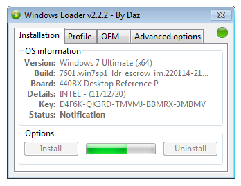 Выполнение активации Windows 7
