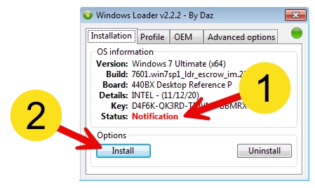 Начало активации Windows 7 x64 Bit